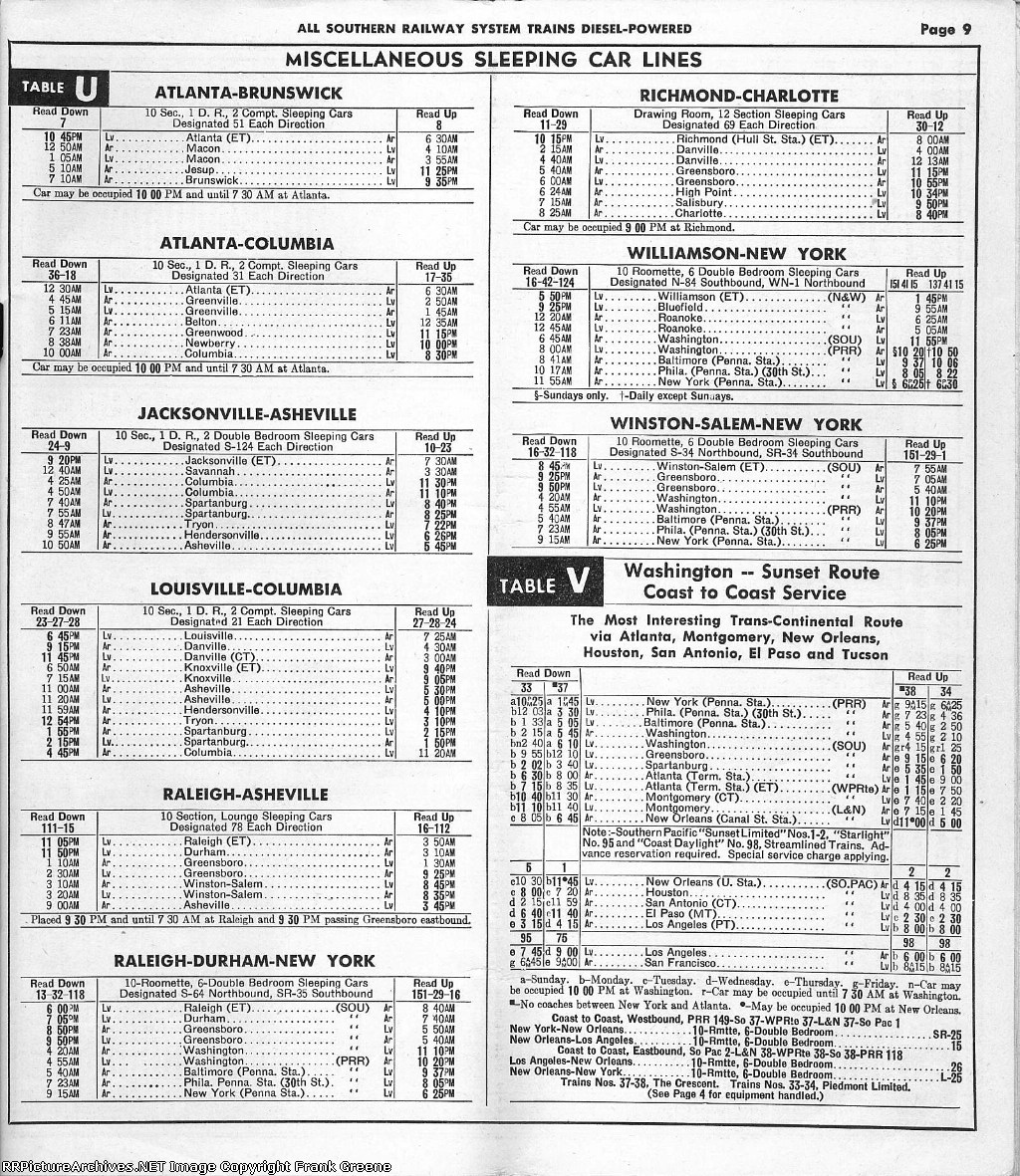 Southern Railway Passenger Timetable December 20 1953 southern-railway-passenger-timetable-december-20-1953